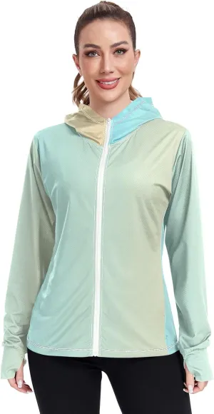 Womens Sun Protection Shirts Athletic Jacket with Thumb Holes Long Sleeve Spf 50 Cooling Shirts