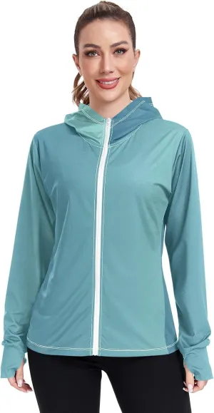 Womens Sun Protection Shirts Athletic Jacket with Thumb Holes Long Sleeve Spf 50 Cooling Shirts