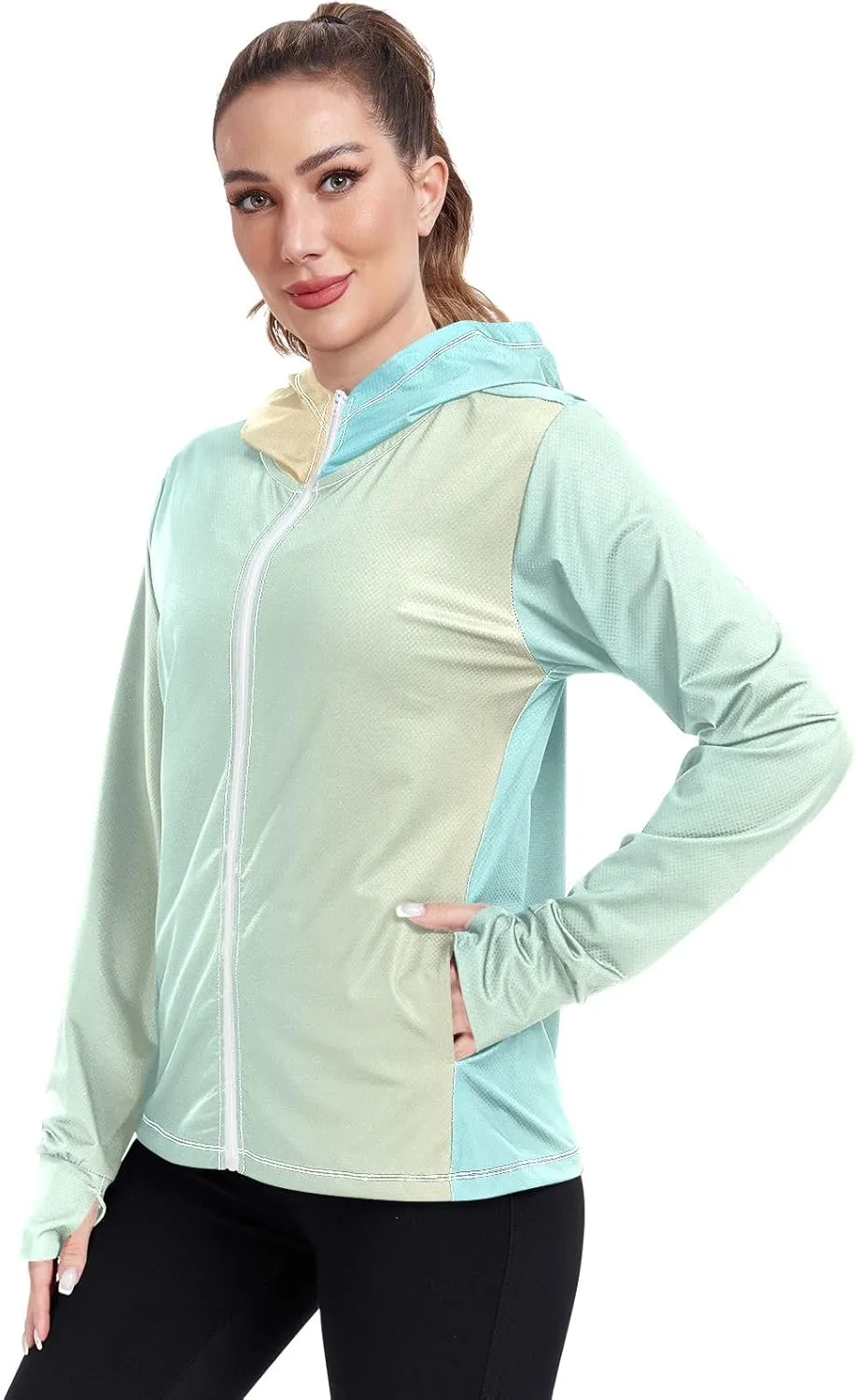 Womens Sun Protection Shirts Athletic Jacket with Thumb Holes Long Sleeve Spf 50 Cooling Shirts