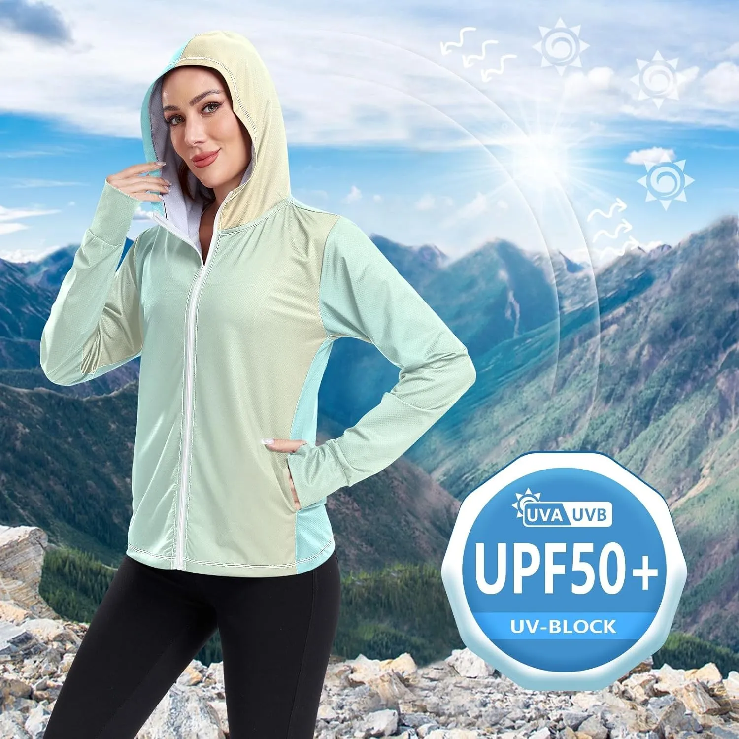 Womens Sun Protection Shirts Athletic Jacket with Thumb Holes Long Sleeve Spf 50 Cooling Shirts