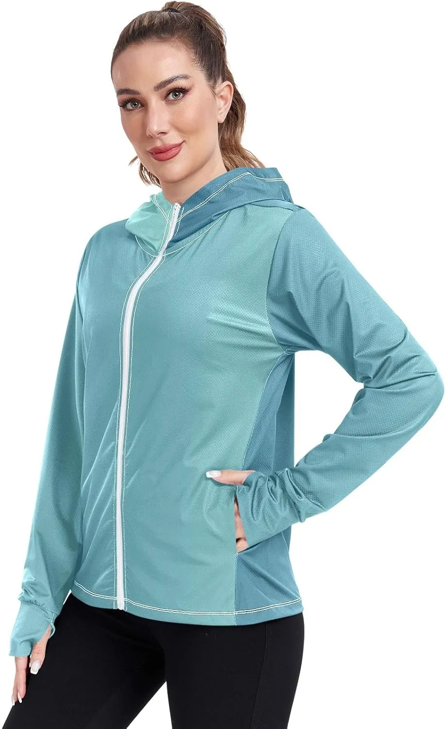 Womens Sun Protection Shirts Athletic Jacket with Thumb Holes Long Sleeve Spf 50 Cooling Shirts
