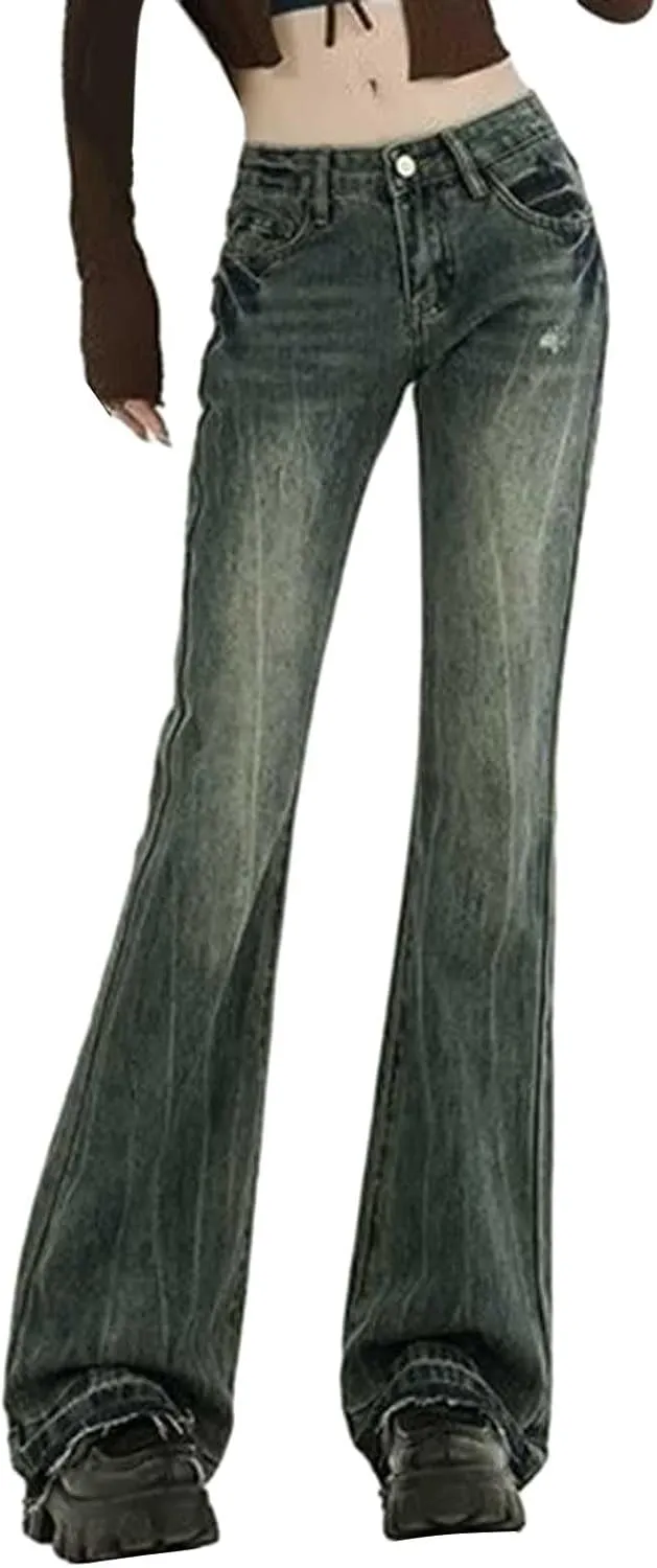 Y2K Jeans for Women Baggy Boyfried Jeans Loose Wide Leg Jeans High Waist Hip Hop Pants Casual Trousers Goth Trousers