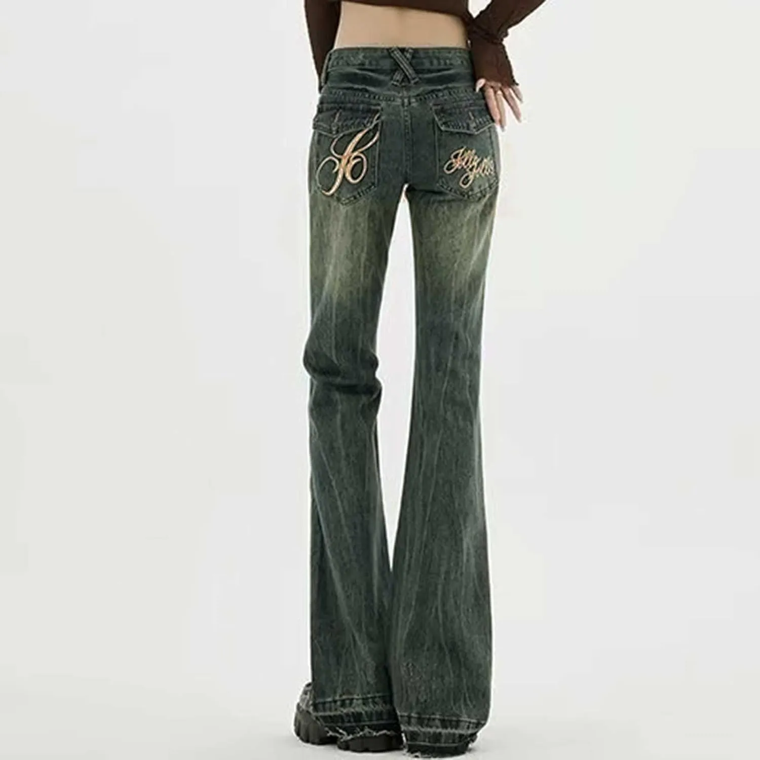 Y2K Jeans for Women Baggy Boyfried Jeans Loose Wide Leg Jeans High Waist Hip Hop Pants Casual Trousers Goth Trousers