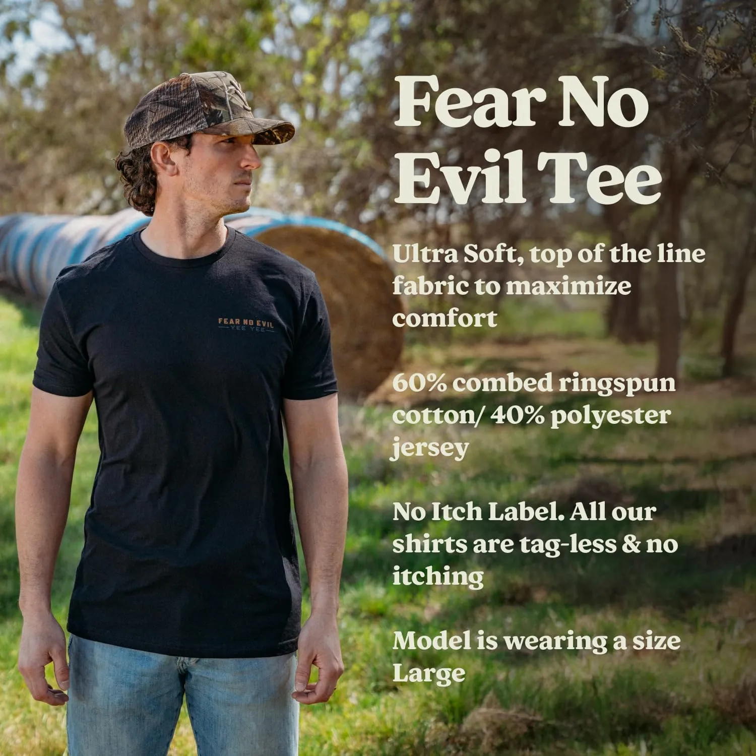 Yee Yee Apparel Fear No Evil Graphic Tee Shirt  Mens Graphic Tees and Short Sleeve Shirts with Back Design