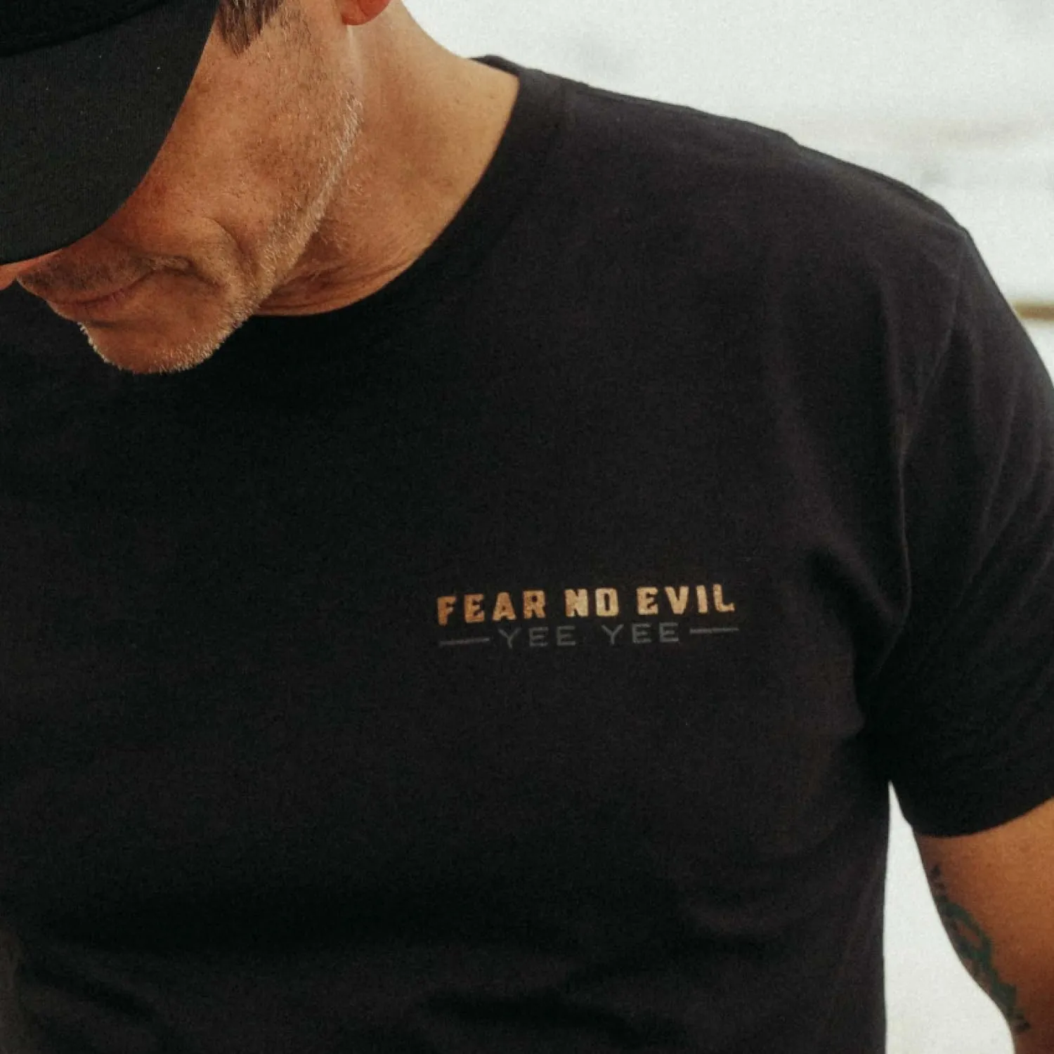 Yee Yee Apparel Fear No Evil Graphic Tee Shirt  Mens Graphic Tees and Short Sleeve Shirts with Back Design